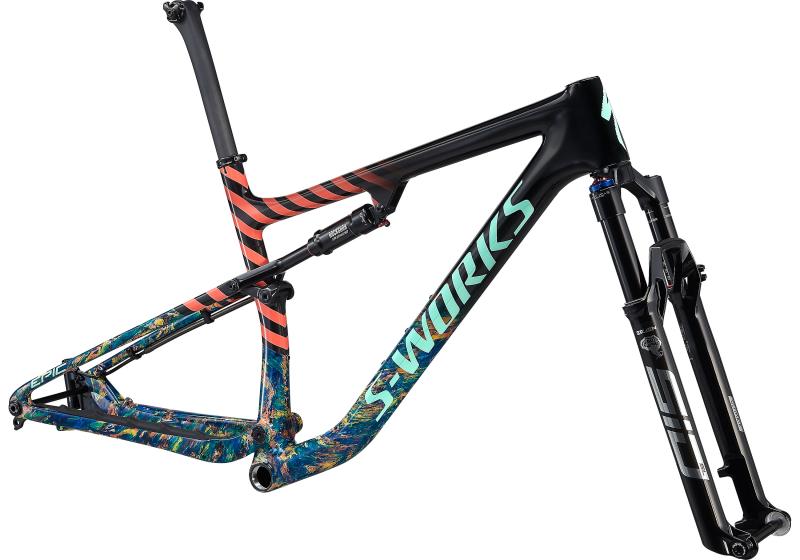 Specialized S-Works Epic Frameset GLOSS CARBON/COBALT MARBLE/BRASSY YELLOW 2021 - Diamant -  