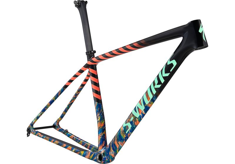 Specialized S-Works Epic Hardtail Frameset GLOSS CARBON/COBALT MARBLE/BRASSY YELLOW 2021 - Diamant -  