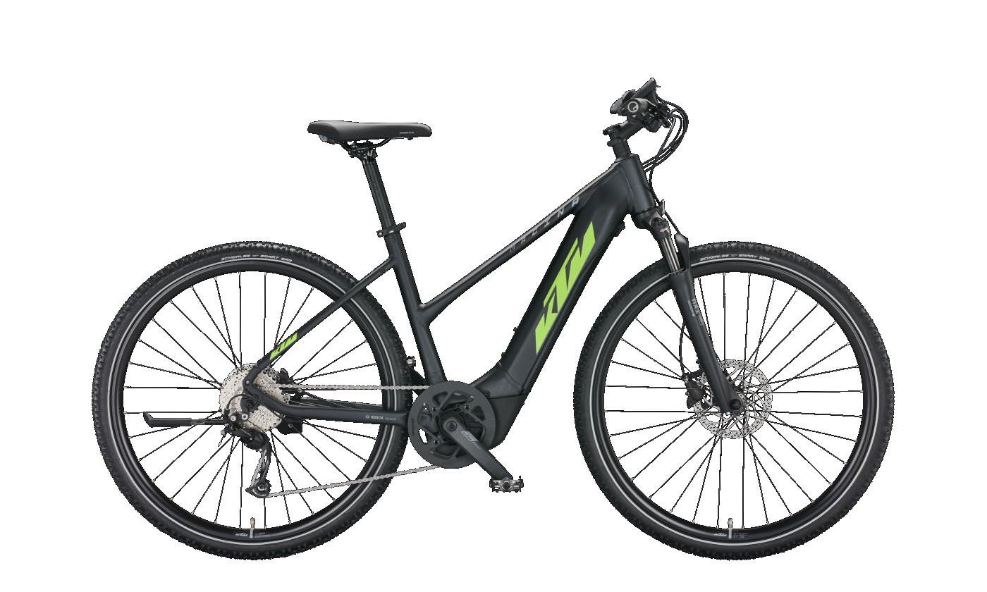 KTM MACINA CROSS 510 black matt (green+grey) 2022 - 28&quot; 500 Wh Trapez -  56