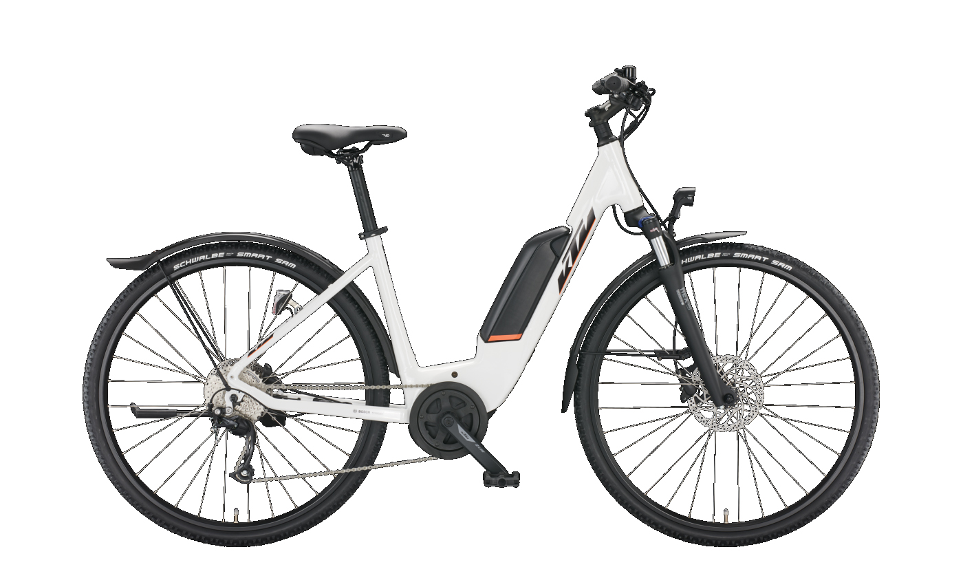 KTM MACINA CROSS P510 STREET white (black+orange) 2022 - 28&quot; 500 Wh Wave -  