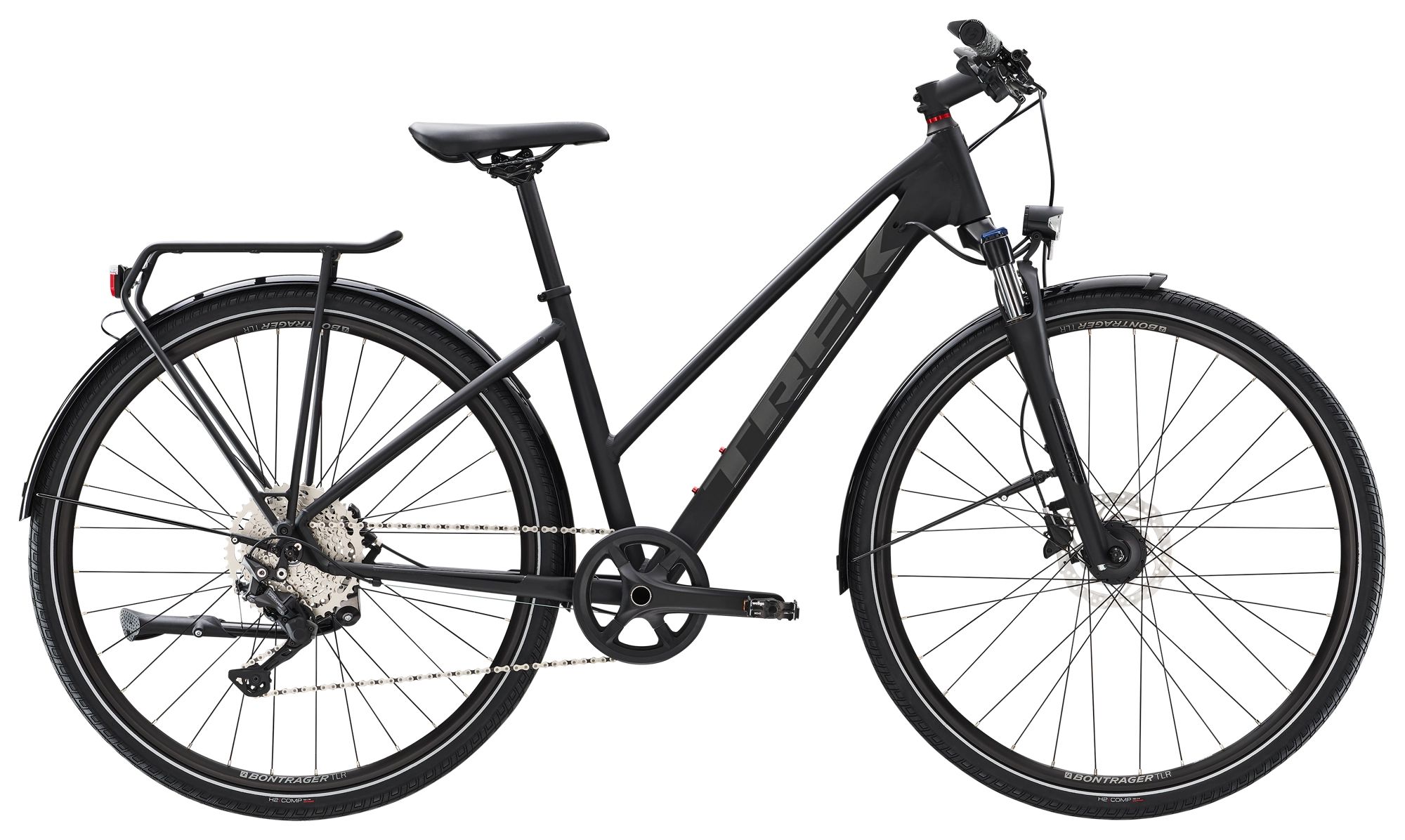 Trek Dual Sport 3 Equipped Stagger Matte Trek Black 2022 - 28&quot; Trapez -  