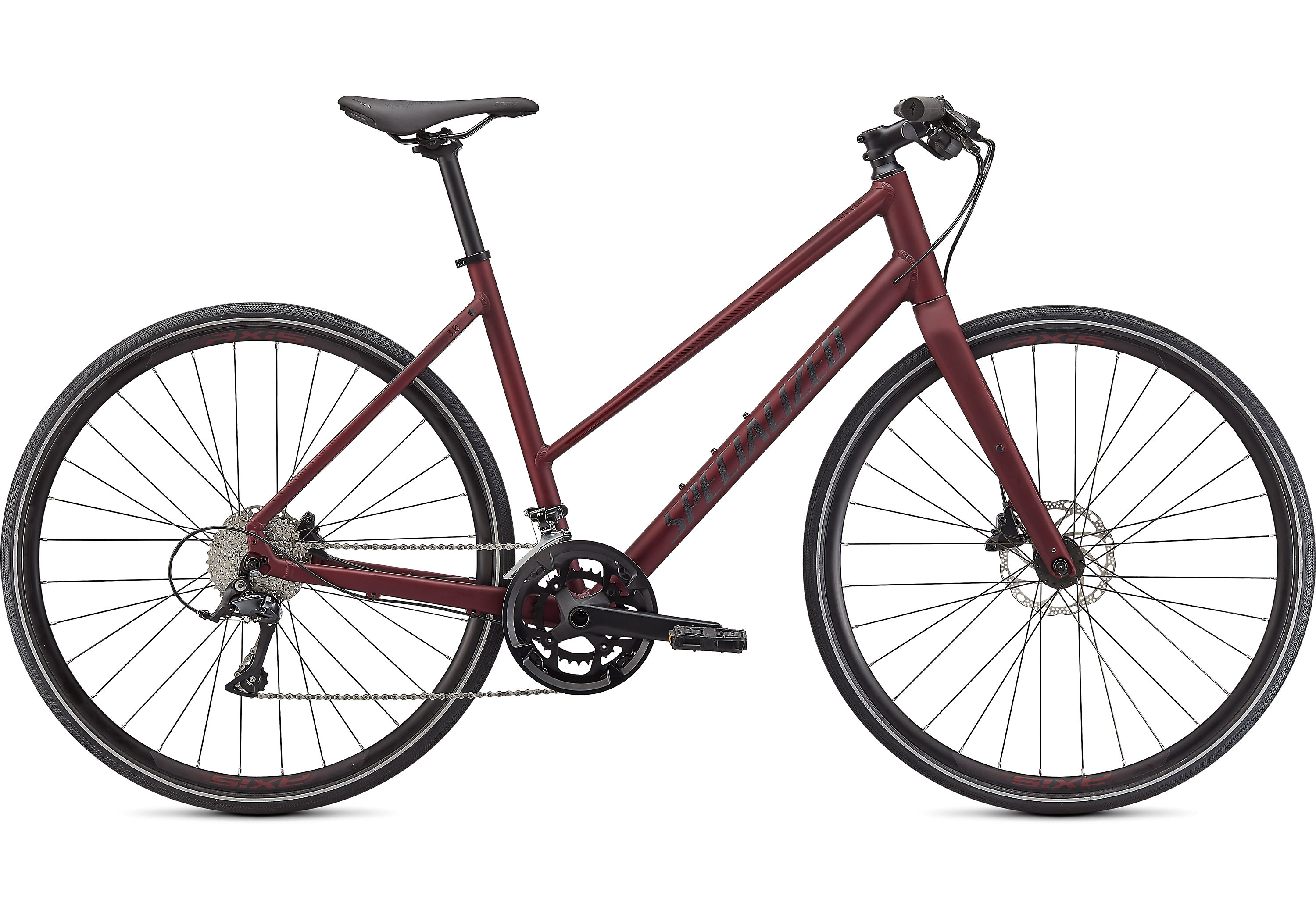 Specialized Sirrus 3.0 Step Through SATIN MAROON / GLOSS MAROON / SATIN BLACK 2021 - 28&quot; Trapez -  