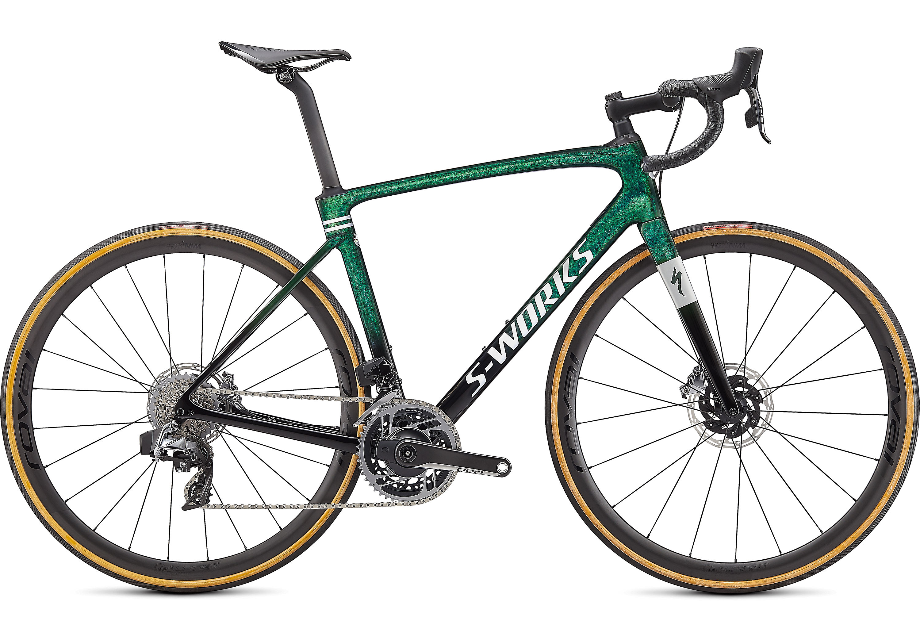 Specialized S-Works Roubaix – SRAM Red ETAP AXS Gloss Green Tint/Spectraflair/Satin Flake Silver 2021 - 28&quot; Diamant -  