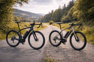 Elektrische Fahrräder auf malerischem Pfad