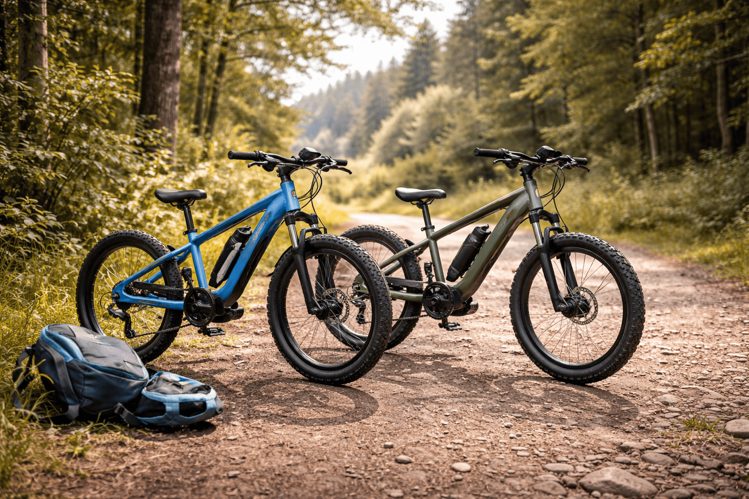Elektrische Kinder-Mountainbikes im Wald