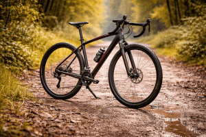 Gravelbike auf sonnigem Waldweg