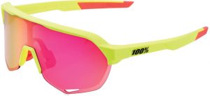 100 Percent S2 matte washed out neon yellow / Purple Multilayer Mirror L