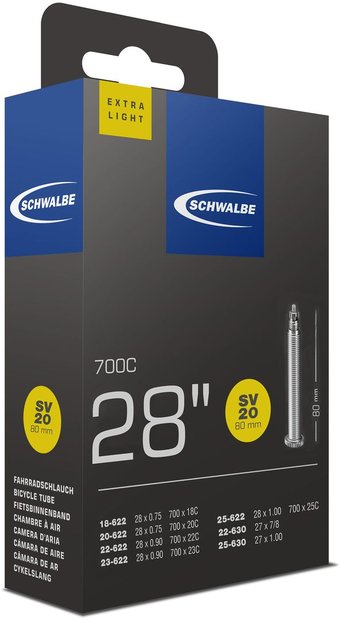 4026495450546 Schwalbe SV20 Extra Light Schlauch 28 Zoll - 80 mm