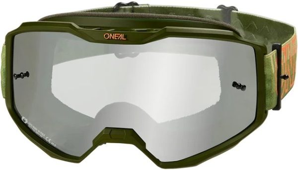 O'Neal B-10 Goggle Striped green/orange - silver mirror